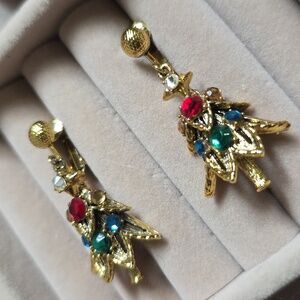 Hollycraft Vintage Retro Christmas Tree Earrings